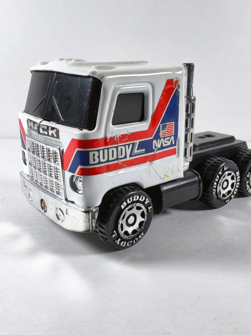 Vintage 1980 Buddy L NASA Mack Cabover Semi Truck Cab Macau Pressed Steel 1:60